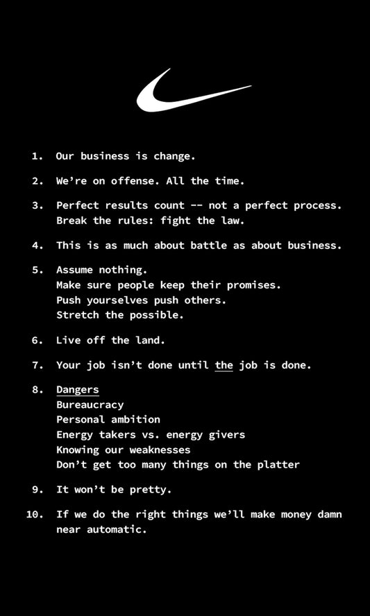 Nike's 10 Founding Rules
