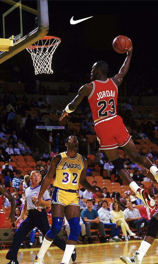 Jordan Dunk Over Magic Johnson